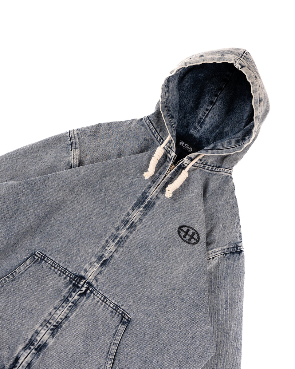 Half jean jacket half hoodie online