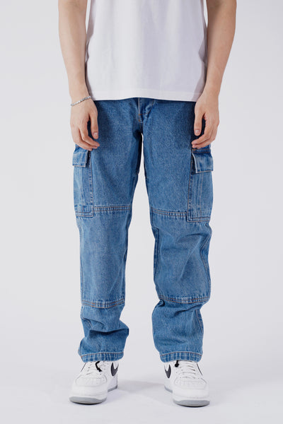 DENIM CLASSIC CARGO PANTS - LIGHT