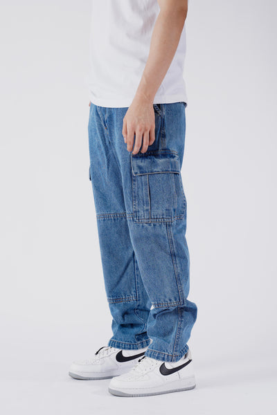 DENIM CLASSIC CARGO PANTS - LIGHT