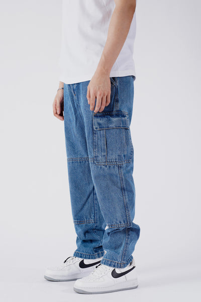DENIM CLASSIC CARGO PANTS - LIGHT