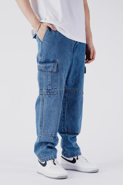 DENIM CLASSIC CARGO PANTS - LIGHT