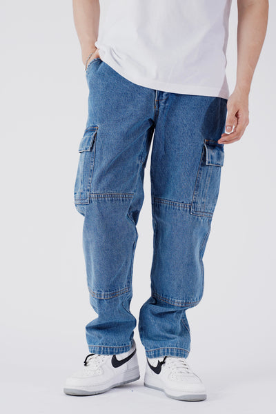 DENIM CLASSIC CARGO PANTS - LIGHT