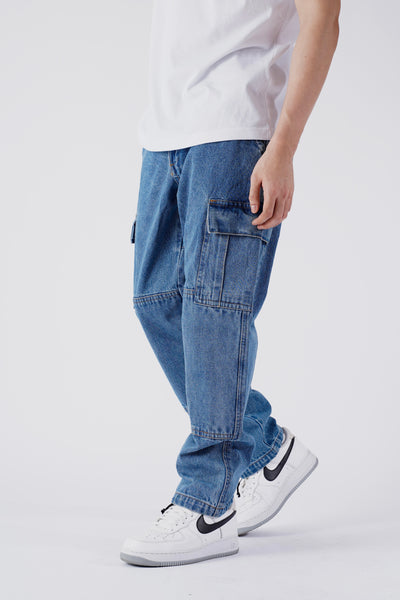 DENIM CLASSIC CARGO PANTS - LIGHT