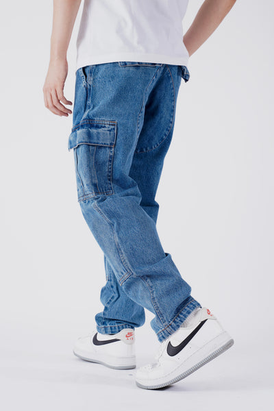 DENIM CLASSIC CARGO PANTS - LIGHT