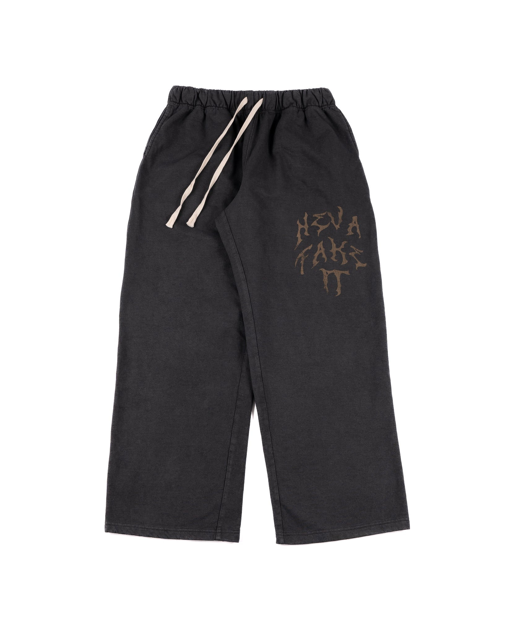 WIDE WASHED PANTS - CHARCOAL