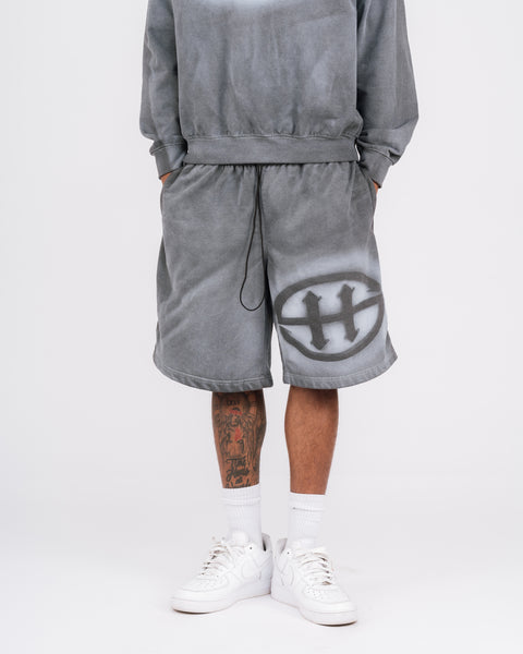 LOGO WASHED SWEATSHORT - GRAY