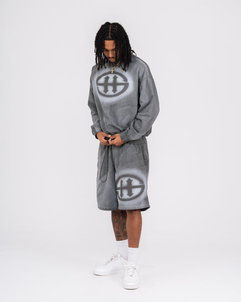 LOGO WASHED SWEATSHORT - GRAY