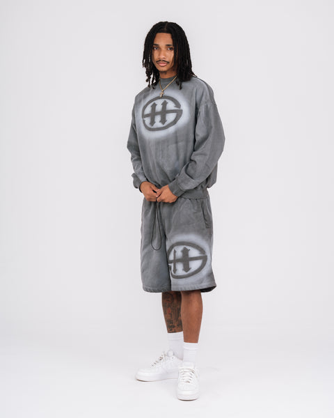 LOGO WASHED SWEATSHORT - GRAY