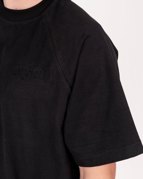 SUEDE RAGLAN TEE IN BLACK