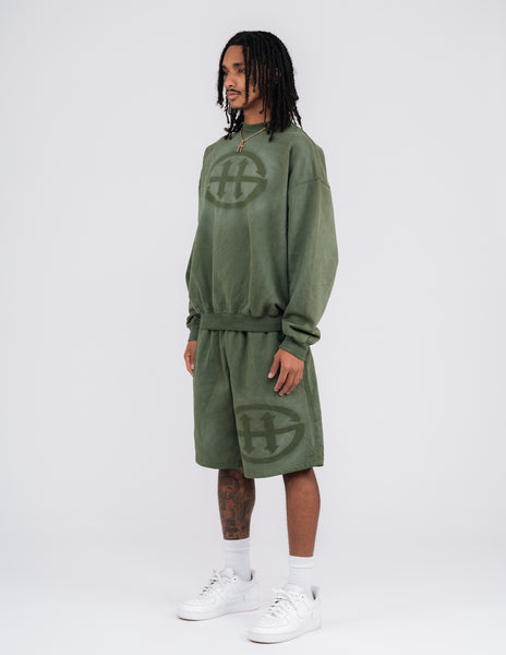 LOGO WASHED SWEATSHIRT - MOSS
