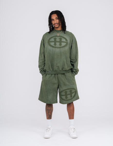 LOGO WASHED SWEATSHIRT - MOSS
