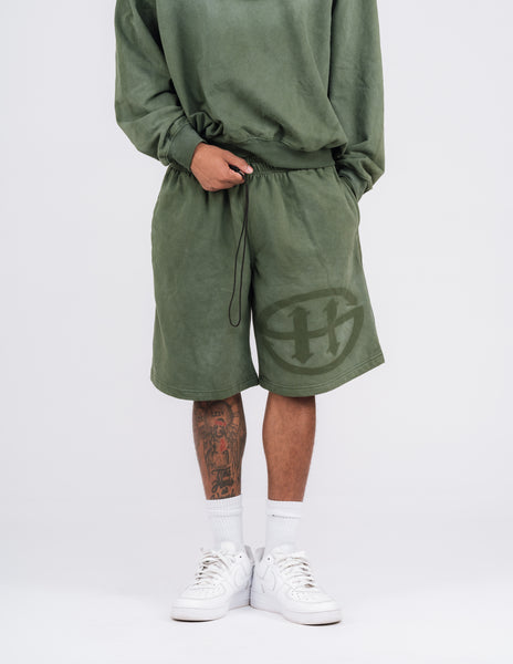 LOGO WASHED SWEATSHORT - MOSS