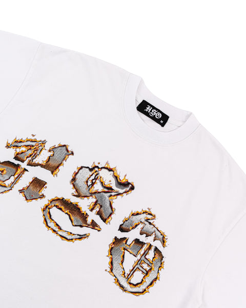 ARCH LOGO BURN HEAVY BOX TEE WHITE