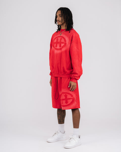 LOGO WASHED SWEATSHIRT - RED