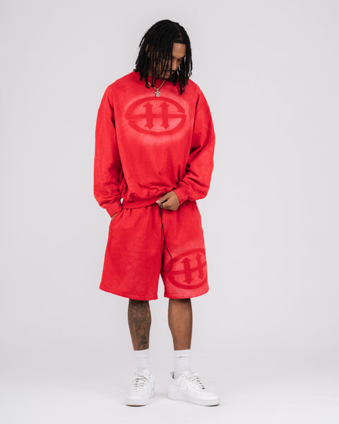 LOGO WASHED SWEATSHIRT - RED