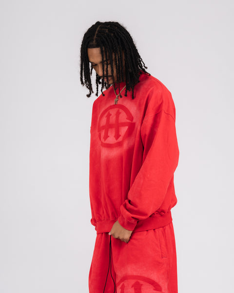 LOGO WASHED SWEATSHIRT - RED