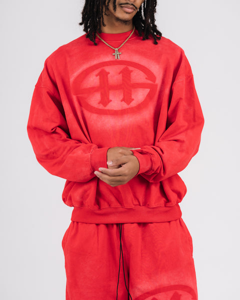 LOGO WASHED SWEATSHIRT - RED