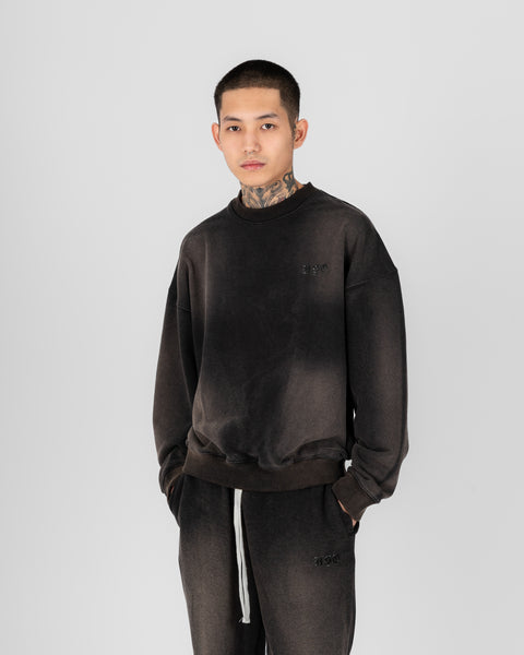 SWEATSHIRT IN SUNDRIED WASHED BLACK