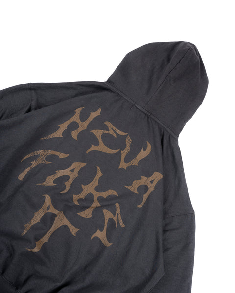 GRAPHIC WASHED HOODIE - CHARCOAL