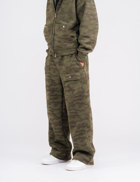 WIDE LEG SWEATPANTS IN CAMOU