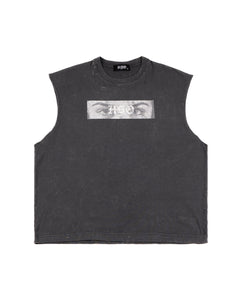 GRAPHIC MUSCLE TEE - WASHED CHARCOAL