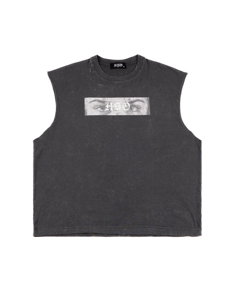 GRAPHIC MUSCLE TEE - WASHED CHARCOAL