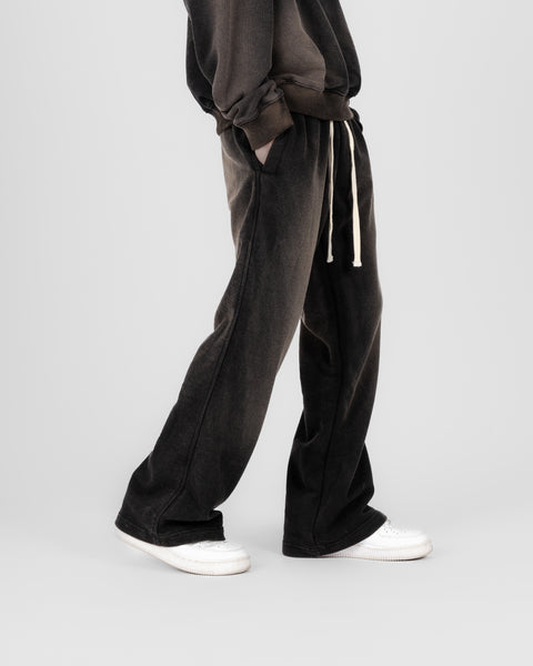 FLARED LOUNGE PANTS IN SUNDRIED WASHED BLACK