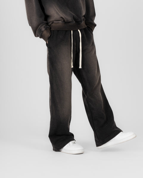 FLARED LOUNGE PANTS IN SUNDRIED WASHED BLACK