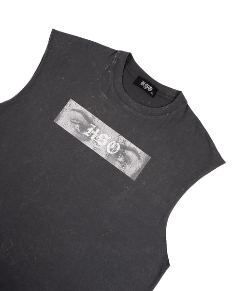 GRAPHIC MUSCLE TEE - WASHED CHARCOAL