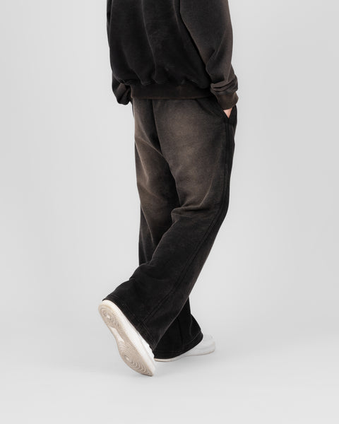 FLARED LOUNGE PANTS IN SUNDRIED WASHED BLACK