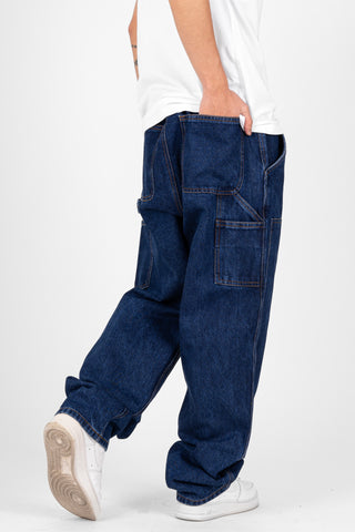 DENIM DOUBLE KNEE UTILITY PANTS - DARK