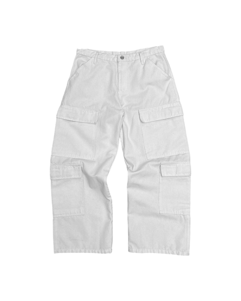 HEAVY CANVAS CARGO PANTS WHITE
