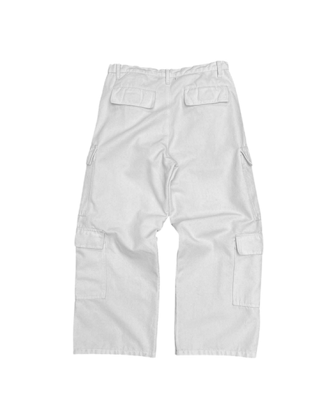HEAVY CANVAS CARGO PANTS WHITE