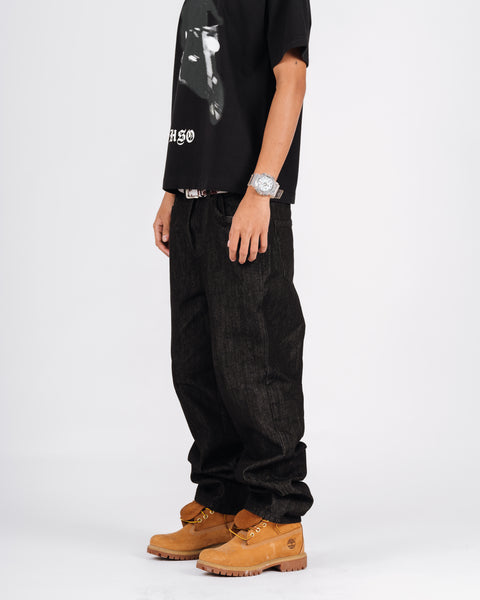 RAW DENIM STRAIGHT CUT PANTS BLACK
