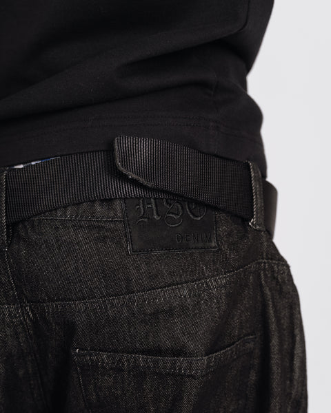 RAW DENIM STRAIGHT CUT PANTS BLACK