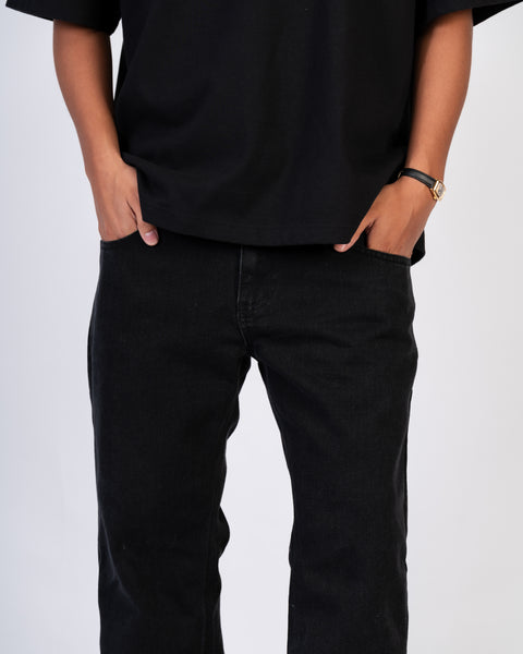 FLARED DENIM JEANS IN BLACK WASH