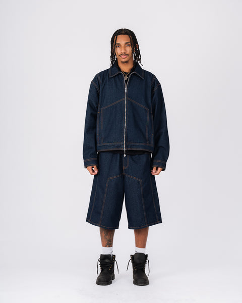 DENIM PANEL SHORTS - INDIGO