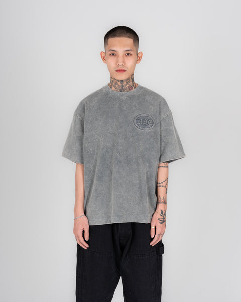 EMBOSSED BOX TEE IN WASHED GRAY