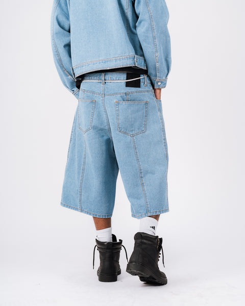 DENIM PANEL SHORTS - LIGHT WASHED