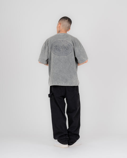 EMBOSSED BOX TEE IN WASHED GRAY