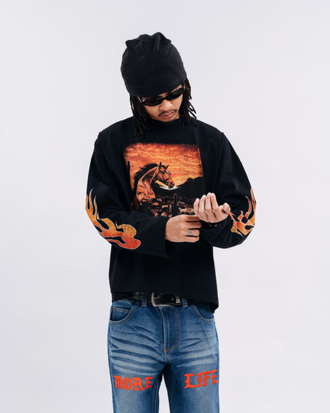 HORSE CROP L/S