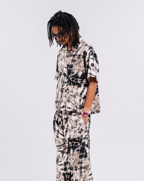 PRINTED OPEN COLLAR SHIRT TIE DYE