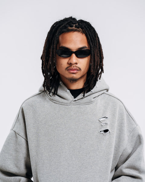 RAW HEM HOODIE CEMENT