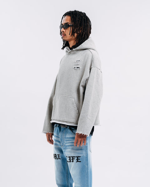 RAW HEM HOODIE CEMENT