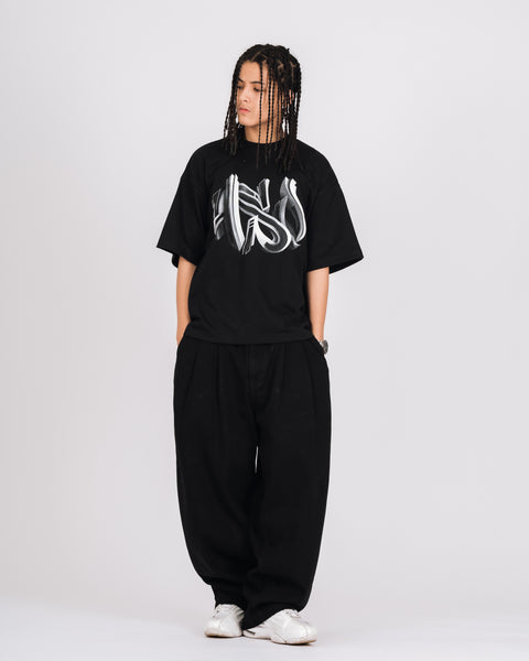 3D GRAFFITI LOGO HEAVY BOX TEE BLACK