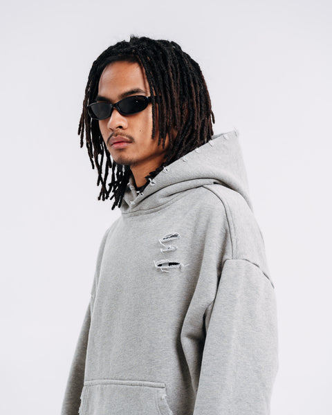 RAW HEM HOODIE CEMENT