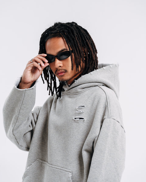 RAW HEM HOODIE CEMENT