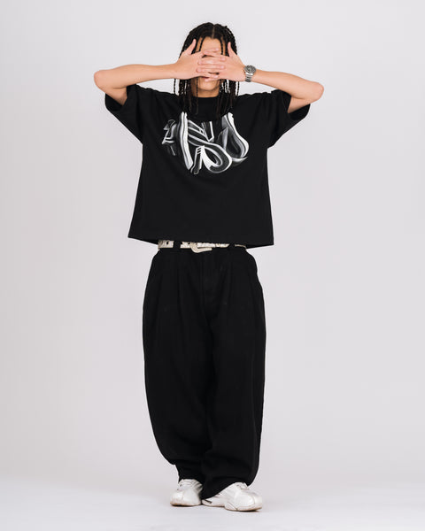 3D GRAFFITI LOGO HEAVY BOX TEE BLACK