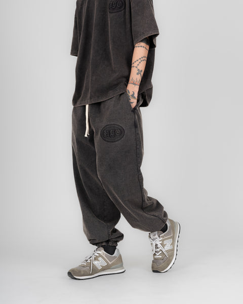 EMBOSSED BAGGY SWEATPANTS IN WASHED BLACK