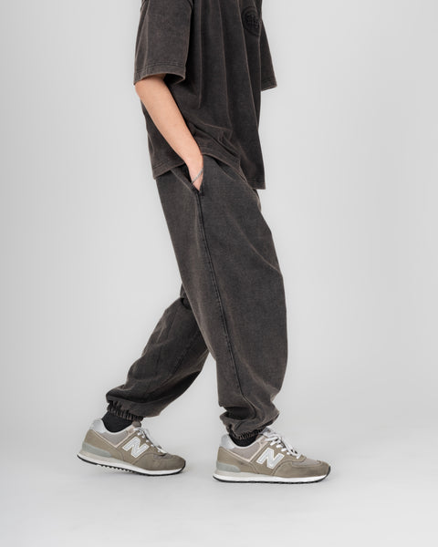 EMBOSSED BAGGY SWEATPANTS IN WASHED BLACK